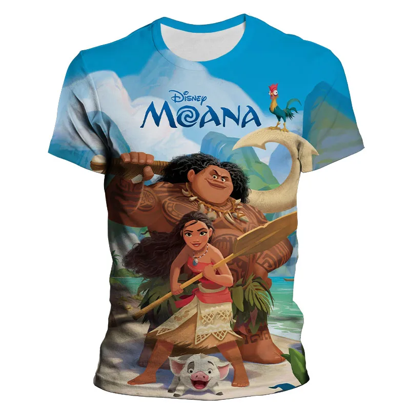 

Movie Moana Summer New Children's Clothing Short-sleeved Cartoon 3D Printed T-shirt Animated Character Shirt Men Women Tops