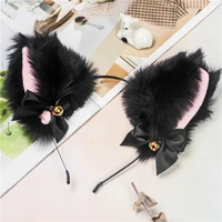 bunny ears cat cosplay lolita anime accessories gothic decor lolita hair bow fox plush headband halloween accessories