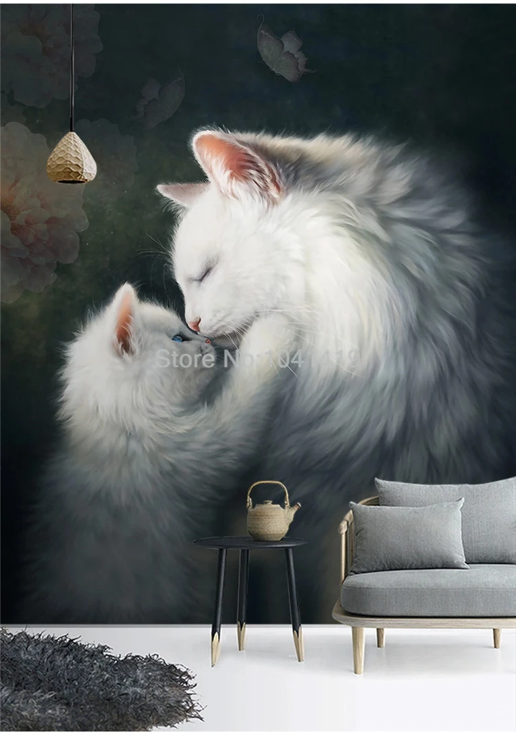 Custom Photo Wallpaper 3D Cats Animal Murals Living Room Kids Bedroom Home Decor European Style Wall Painting Papel De Parede 3D