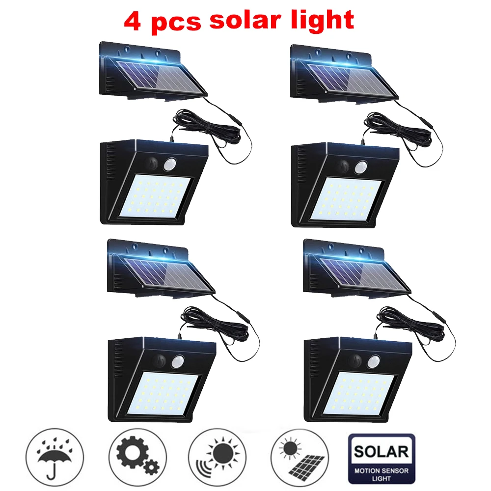 

30 LED Solar Lights Outdoor PIR Motion Sensor Activated Separable Light for Garden Security Waterproof Wireless Wall Lampoptiona