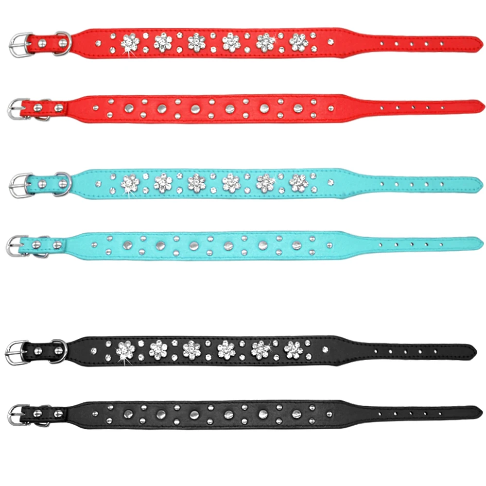 Ошейник Стразы для собак кожаный ошейник домашних питомцев ожерелье щенков