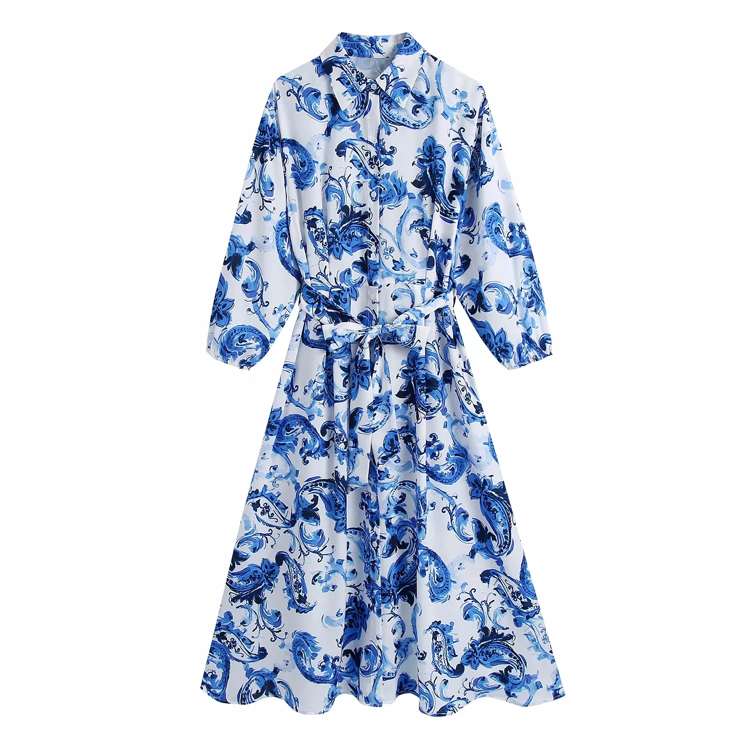 

Женское платье-Тотем из поплина на пуговицах, с поясом