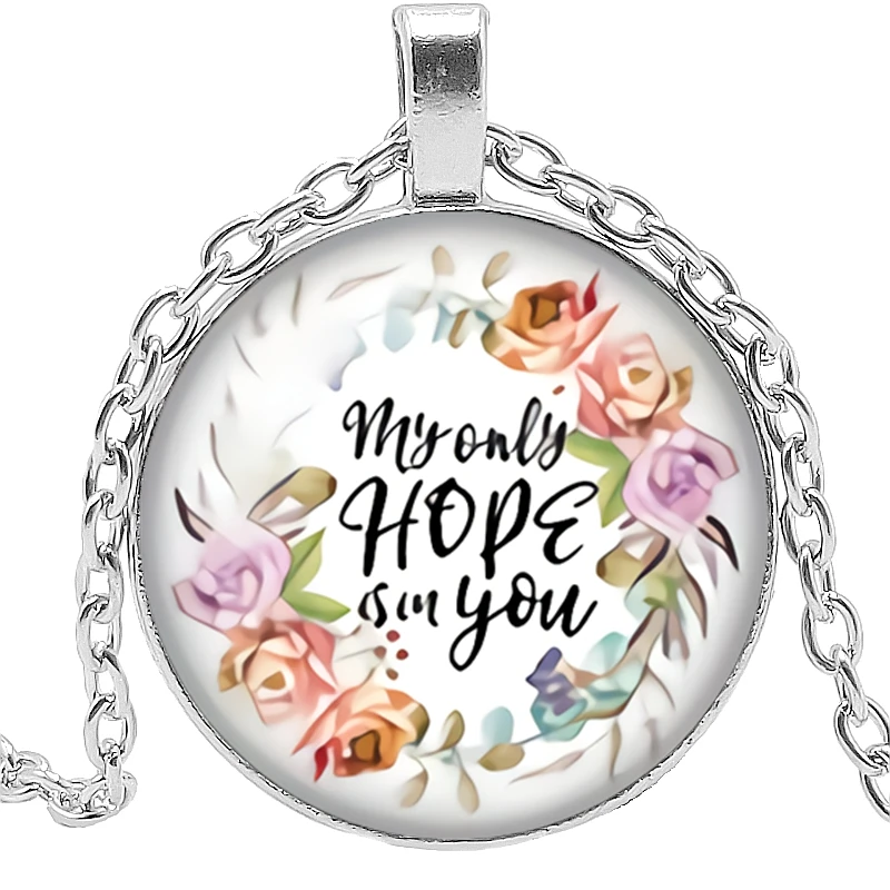 

2020 New Christian Bible Verses Quotes Believers Necklace Jewelry Pendant Crystal Convex Round Glass Necklace Faith Gift