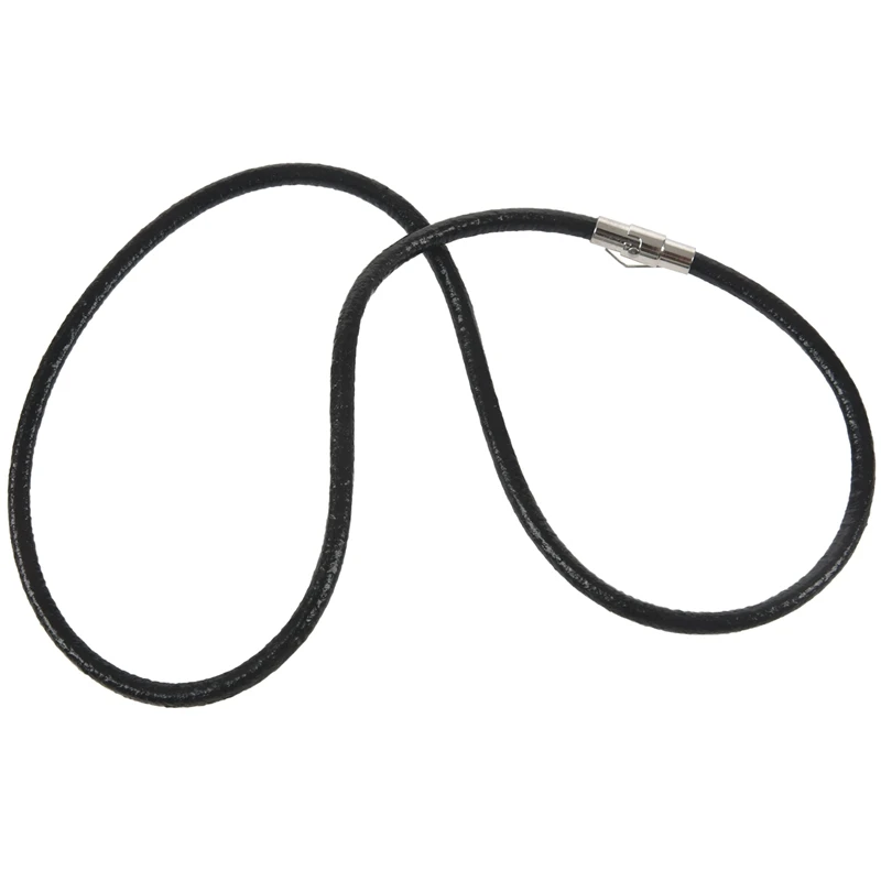 

Stainless Steel Magnetic Clasp Armor Chain Leather Cord Necklace, Black - 4Mm Wide - 75Cm Long