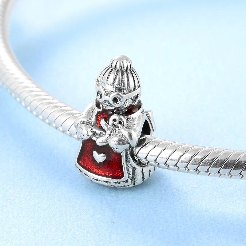 Рождественские эмалированные бусины с изображением бабушки из стерлингового