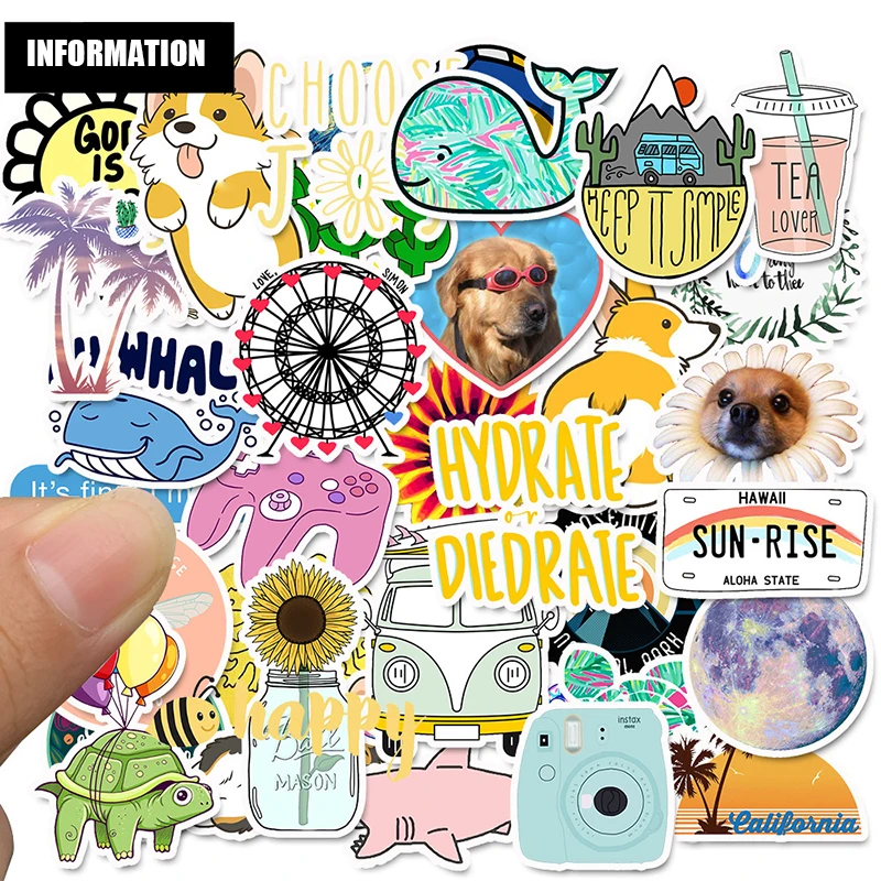 50 шт. Мультяшные простые милые наклейки на планшет для детей игрушка