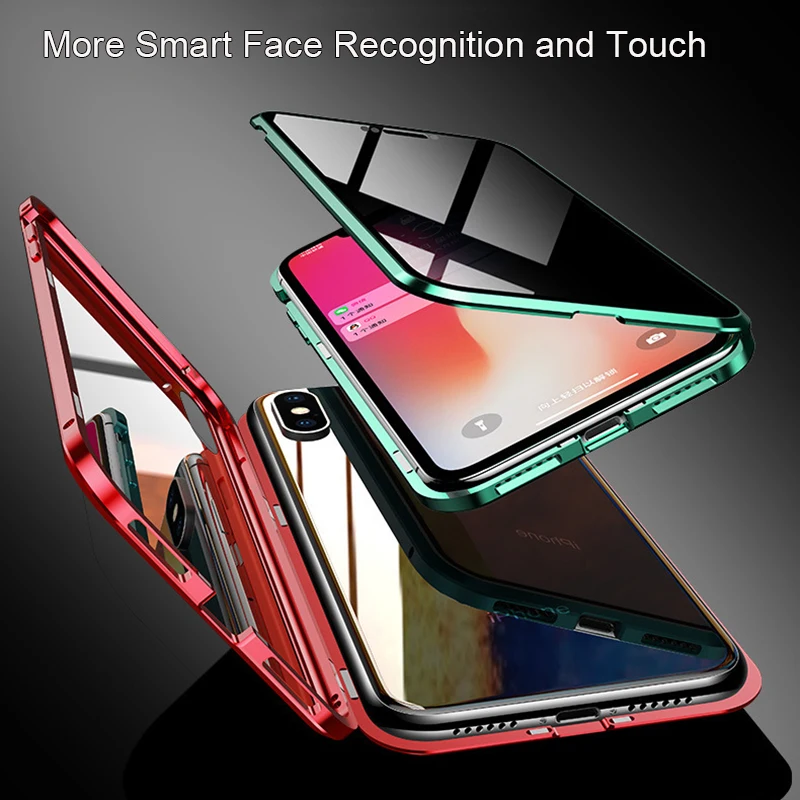 Двойное магнитное закаленное стекло чехол для телефона iPhone 6S 7 8 Plus XR XS 11 Pro MAX