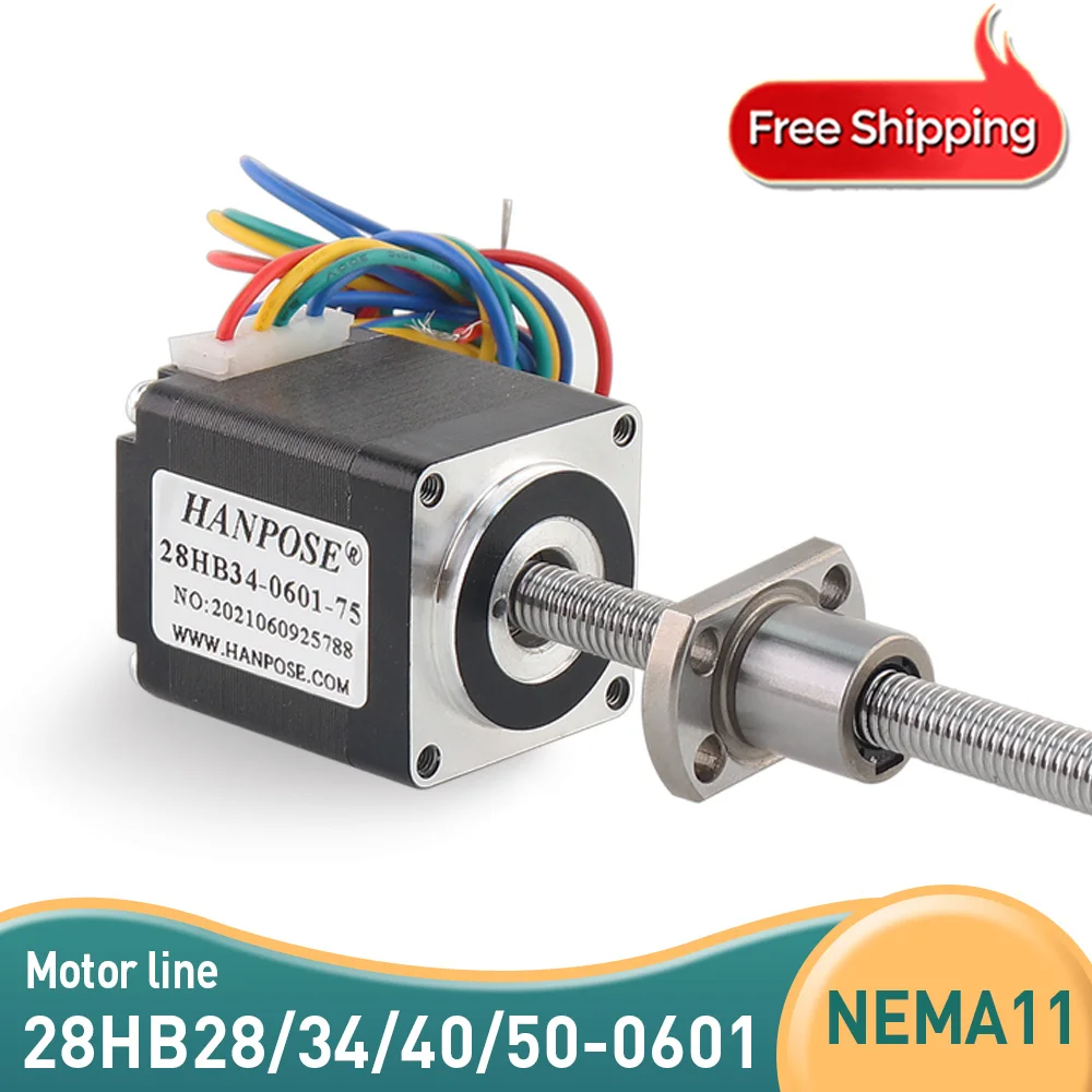 

28 ball screw stepper motor 1.0A 0.1N.M linear 28HB34-SFU0601 L100-300MM nema11 stepper motor for 3D printer accessories