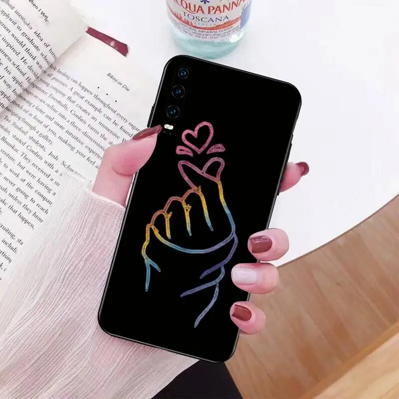 Мягкий силиконовый черный чехол PENGHUWAN с сердечками в стиле kpop для Huawei Honor 20 10 9 8 8x 8c