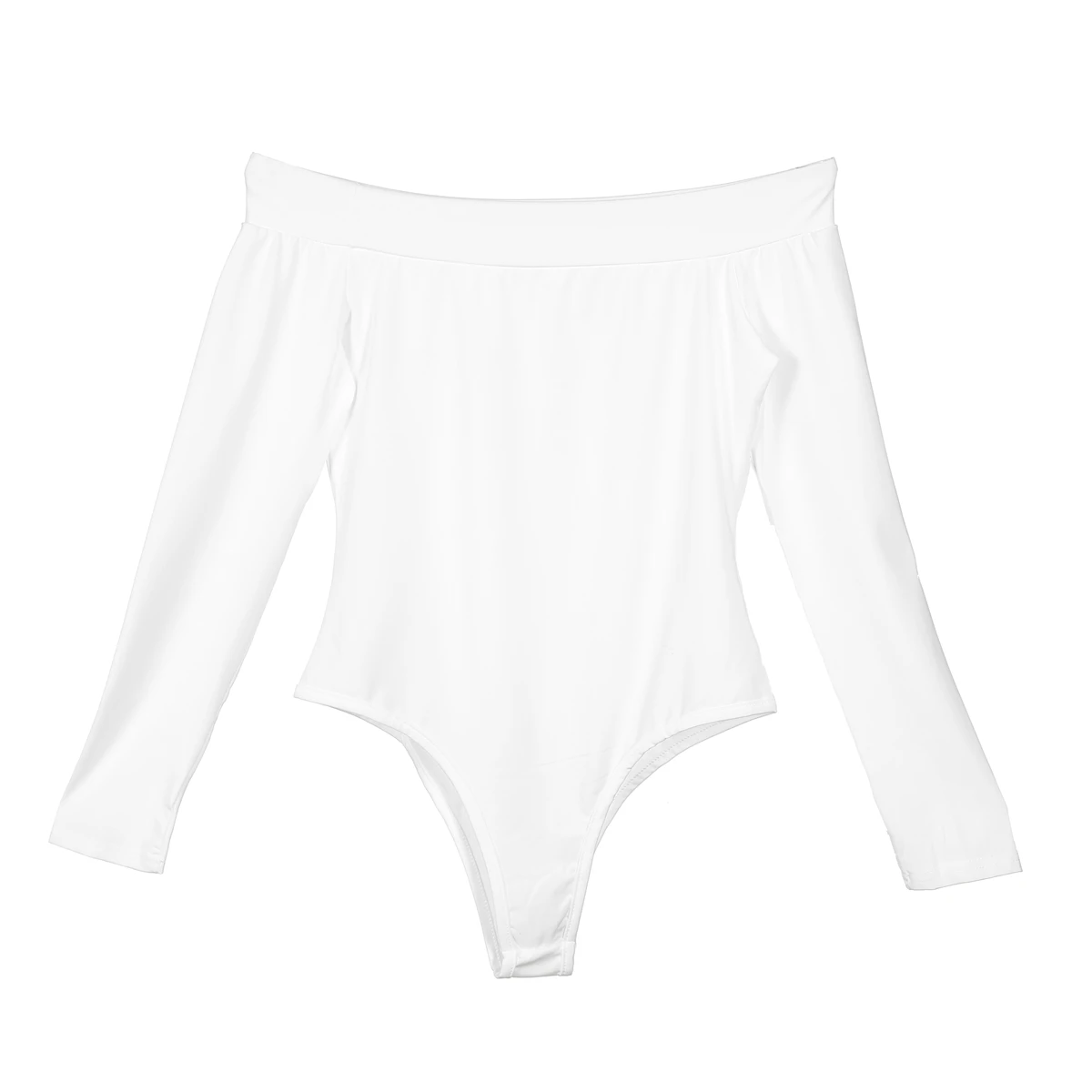 Модный женский однотонный боди с открытыми плечами и длинным рукавом топ простые