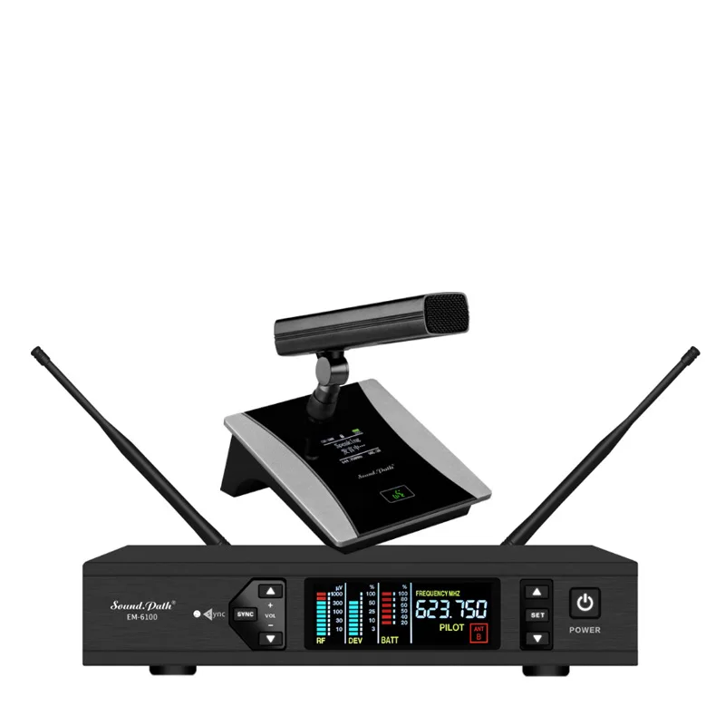 

em-6100h wireless true diversity microphone professional one drag one gooseneck square tube Conference charging microphone
