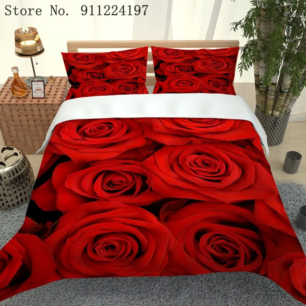 3D принт в виде красной розы одеяло Постельное белье зимнее теплое пуховое для Ipad