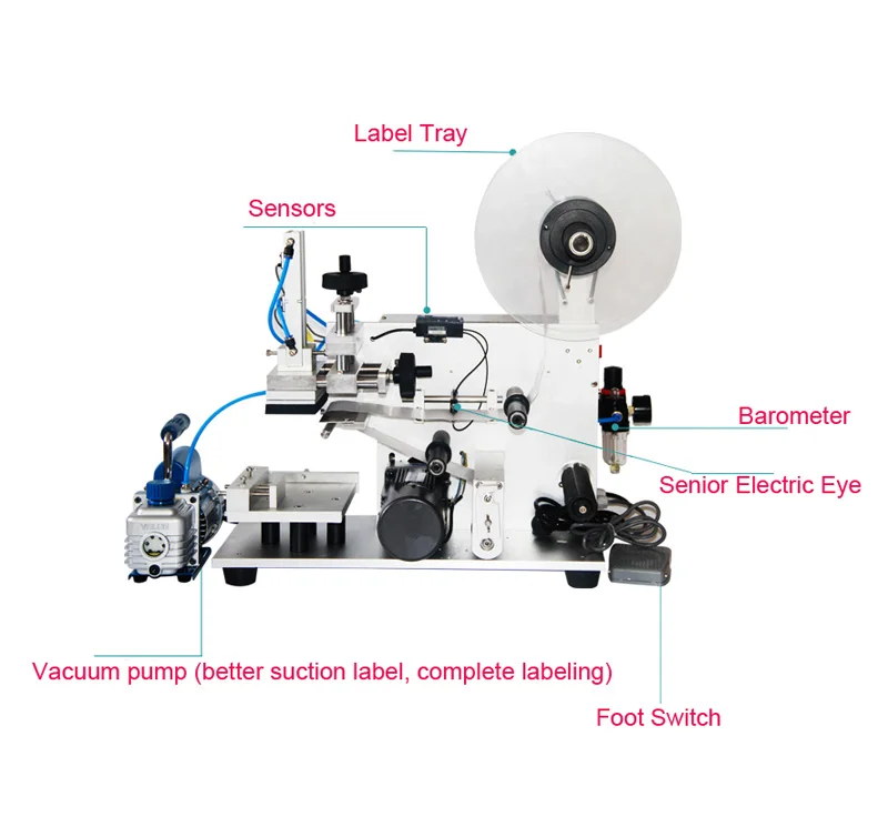 

LT-60 Semi-Automatic Pneumatic Labeling Machine Drugs Bottle Flat Labeling device Medicine Bottle Labeling equipment