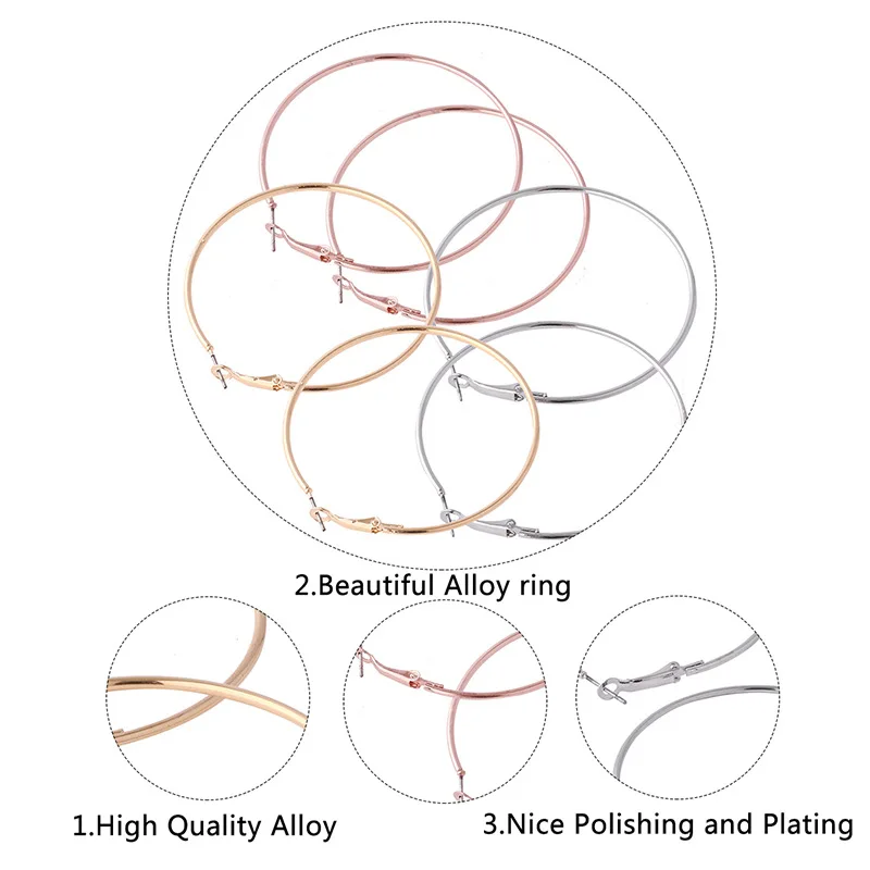 3 шт. большие круглые серьги кольца Huggie модные нежные для женщин тонкие блестящие