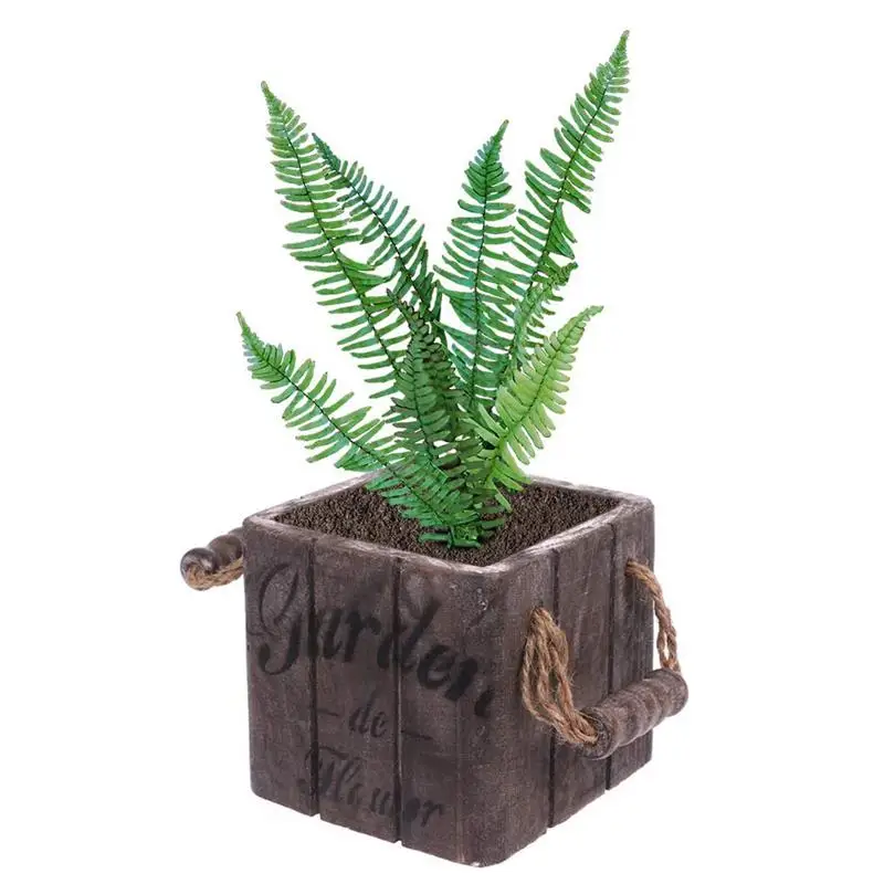 Деревянный цветочный горшок в стиле ретро мини для суккулентов деревянный