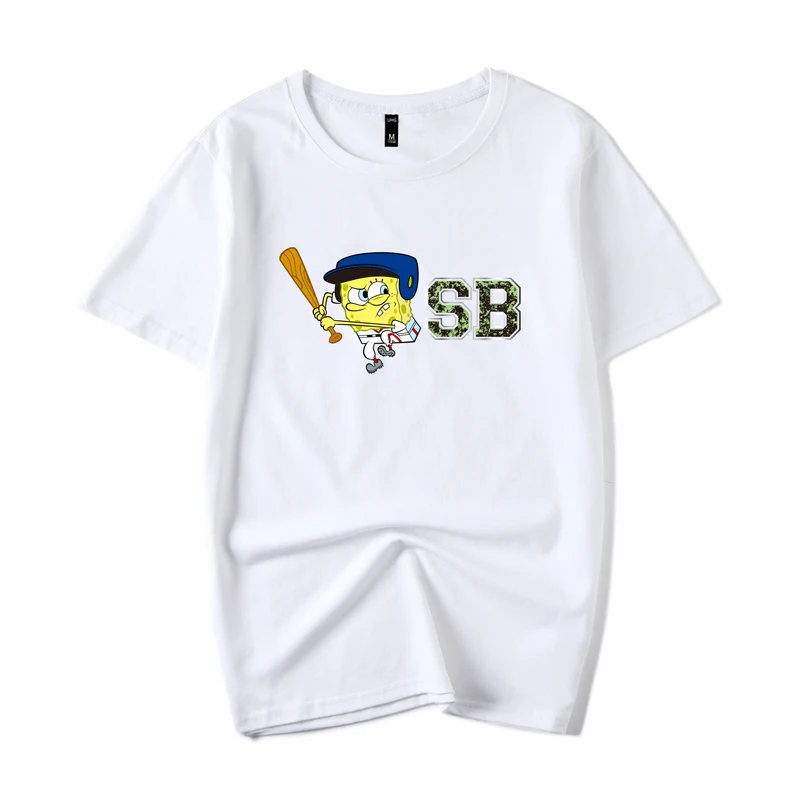 2020 Модная белая мужская футболка с принтом губки боба квадратные штаны Harajuku Homme