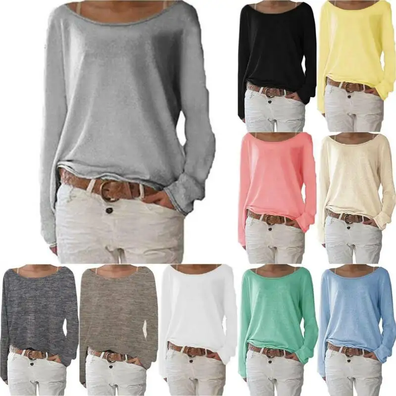 

Women's Long Sleeve Pullover Blouse Baggy Jumper Casual T-Shirt Tops Sweatshirt