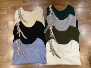 Новинка 2021, модный брендовый зимний кашемировый шерстяной свитер со змеиным узором и бриллиантовыми бусинами + Вязаные теплые брюки, костюм из двух предметов wj1755