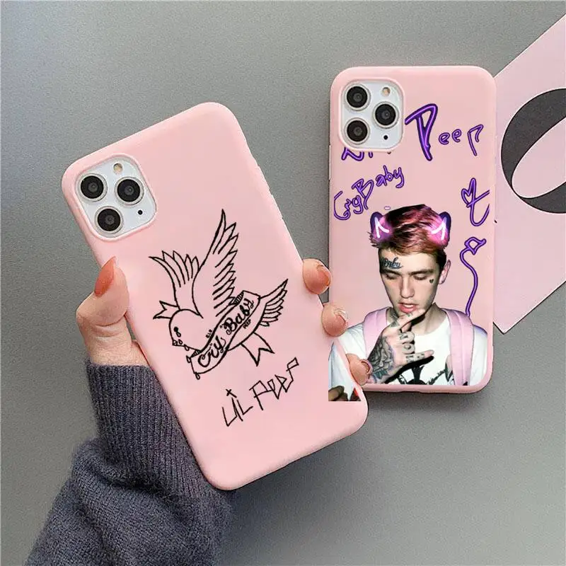 

lil peep Phone Case Pink Candy Color for iPhone 11 12 13 mini pro XS MAX 8 7 6 6S Plus X SE 2020 XR