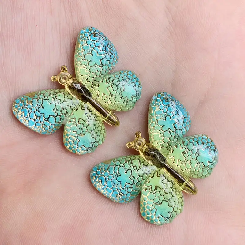 Новинка 10 шт. большие разноцветные бабочки из смолы стразы с плоской спинкой