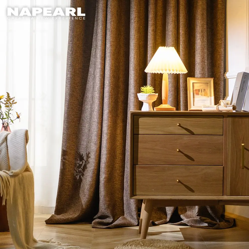 Затемняющие шторы NAPEARL оконные занавески из искусственного льна с высоким