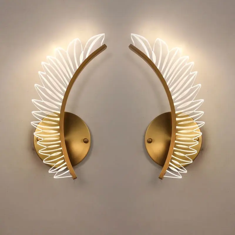

Modern LED Gold Wing Wall Light For Bedroom Bedside Sconce Acrylic Shade Lamp Home Indoor Night Lighting Fixtures AC 110V/220V