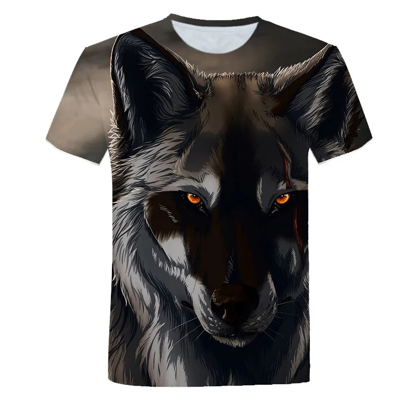 Футболки с принтом волка для девочек 2021 летний детский топ детская одежда модная