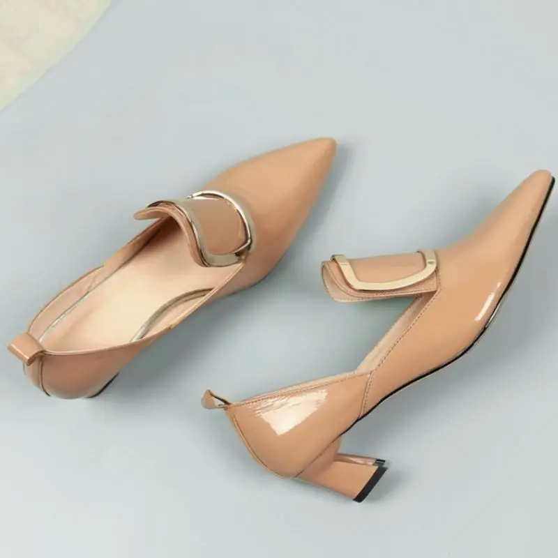 Tuyoki Real Leather Pumps Office Women Pointed Toe Ladies Work Slip On Spring Shoes Footwear Size 34-39 | Обувь