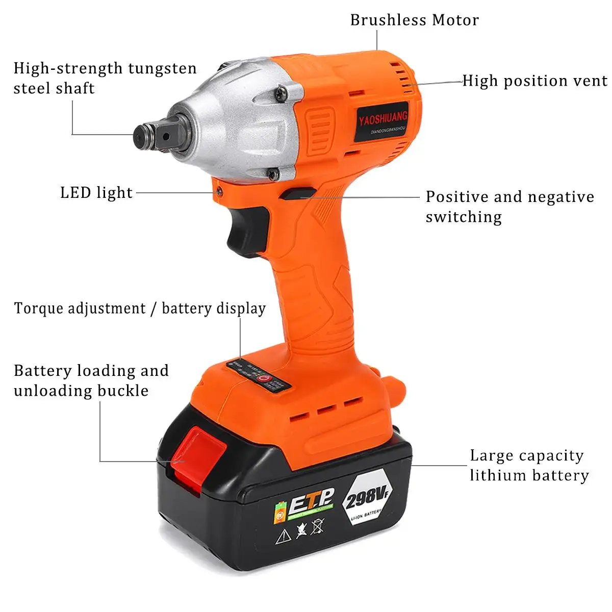 DOERSUPP 298VF Electric Wrenches 650NM 22800mAh Impact Wrench Brushless Cordless +2 Battery Power Tool | Инструменты