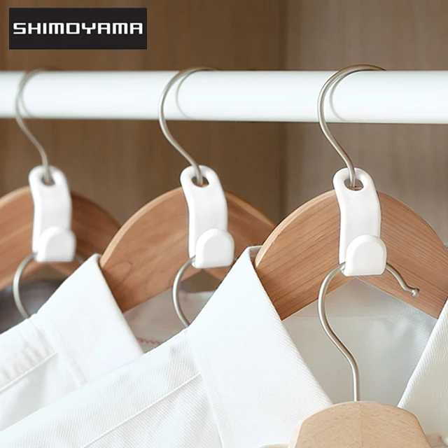

SHIMOYAMA 4pcs Clothes Hanger Hooks Multi-function Wardrobe Space-saving Connect Hooks Storage Closet Rails Stack Organizer Hook