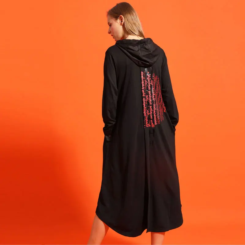 Max LuLu корейская модная одежда в стиле панк женские длинные платья с капюшоном женские винтажные платья с принтом повседневные негабаритные уличные платья