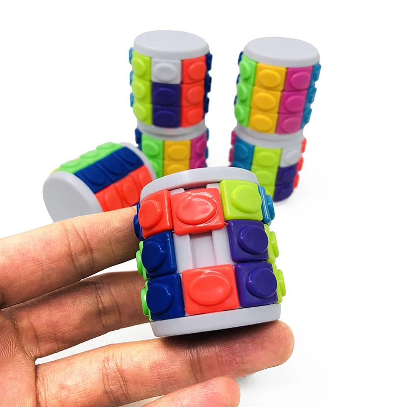 

10Pcs Children Puzzle Cylinder Three-Dimensional Slider Magic Tower Cube 4.3cm Intelligence Cube Decompression Gift Toys