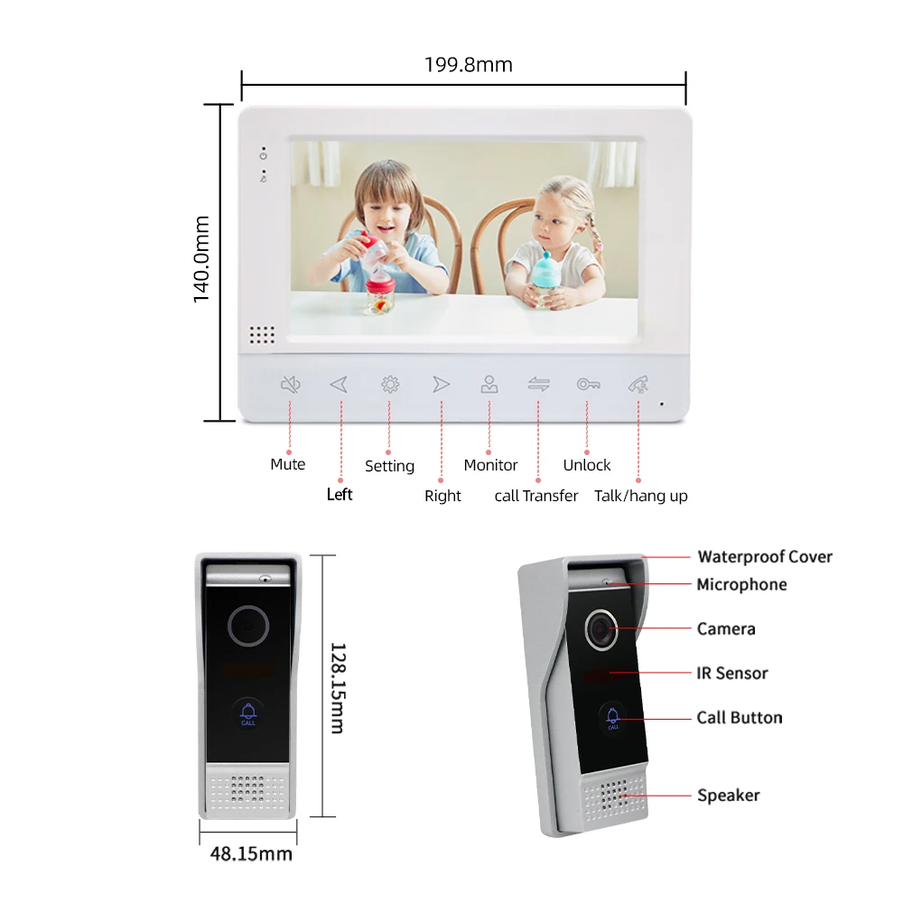 Новинка видеодомофон для дома проводной с цветным HD монитором 7 дюймов дверной
