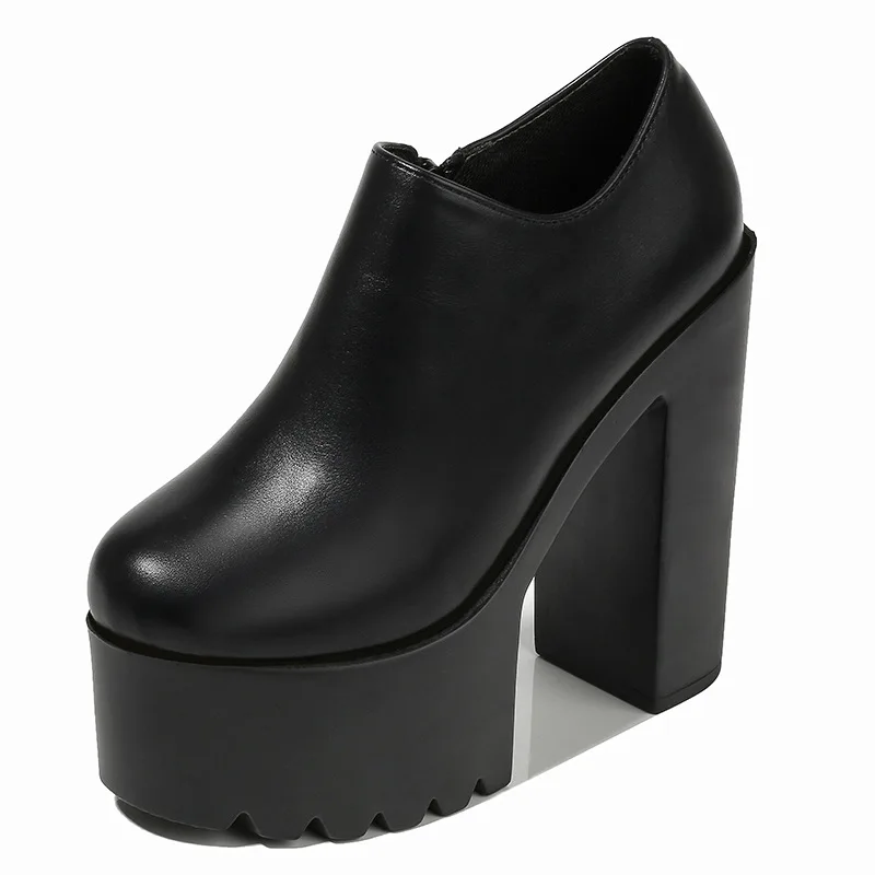 Женские ботильоны на толстом каблуке 15 см модные сценические полусапожки очень