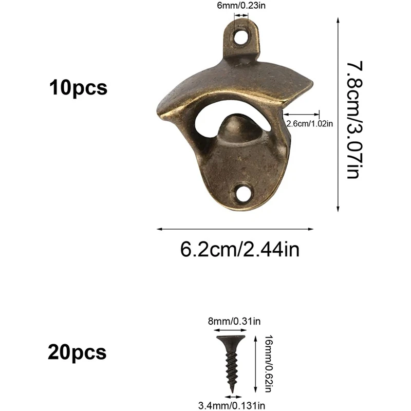 

Bottle Opener Wall Mounted Beer Soda Wine Opener for Cafe Bars Restaurant Kitchen Beer Bottles Bartender