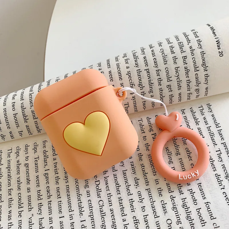 Модный милый чехол с сердечками для пары Airpods 2 Чехол ПК беспроводные bluetooth наушники чехол для Air Pods 2 Аксессуары для наушников - Цвет: Orange Love