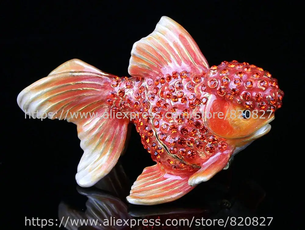 Display Fish Jewelry Box Fish Handmade Jeweled Metal Trinket Box Luxury Jewelry Box Organizer