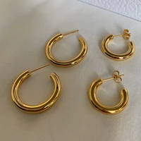 davini minimalist thick circle hoop earrings geometric big earrings for women female gold silver color fashion jewelry mg325