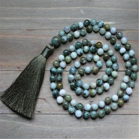 8mm natural burma jade 108 beads gemstone tassel mala necklace chakra cuff blessing wristband bless