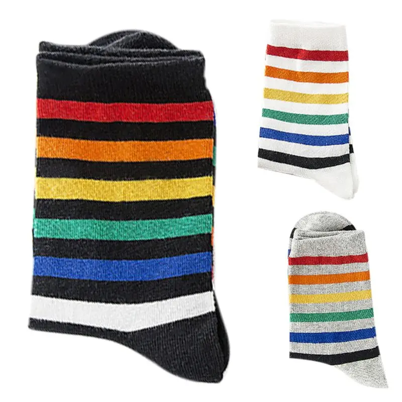 Женские носки в радужную полоску стиле Харадзюку для девочек подростков