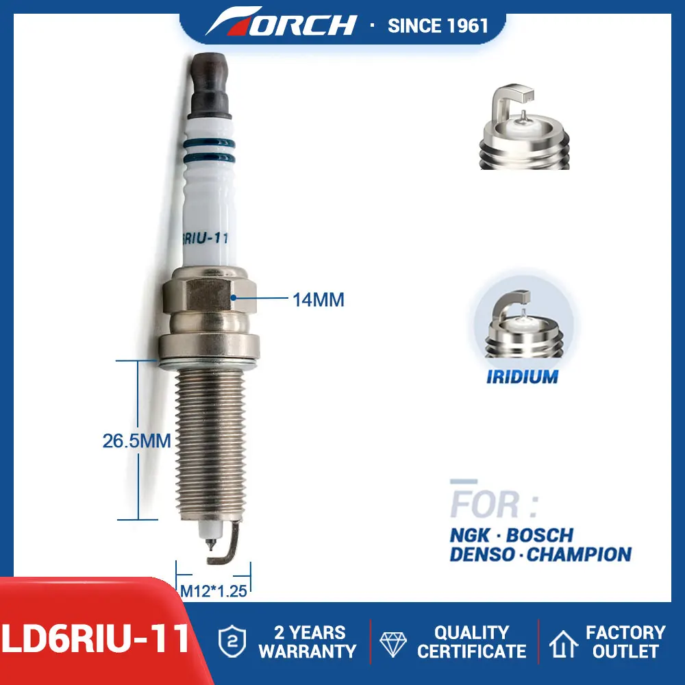 China ORIGINAL Torch LD6RIU-11 Resistor Iridium Candles U-groove Spark Plug Fit for NISSAN for RENAULT Ignition System