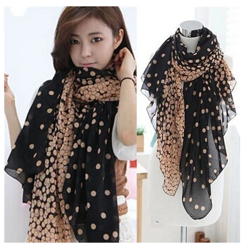 

Chiffon Polka Dot Scarf Shawl For Women Wraps Hijab Cape Summer Scarves Winter Sciarpa And Mujer Stoles Scarves Schal Shawls