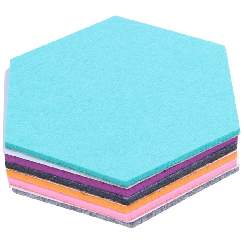 JEYL Set Of 6 Hexagon Felt Pin Board Self Adhesive Bulletin Memo Photo Cork Boards Colorful Foam Wall Decorative Tiles With Pu | Дом и сад
