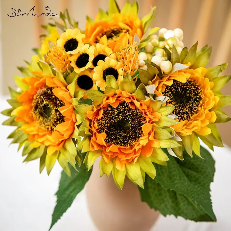 SunMade уникальный букет подсолнухов осений декор украшение для гостиной