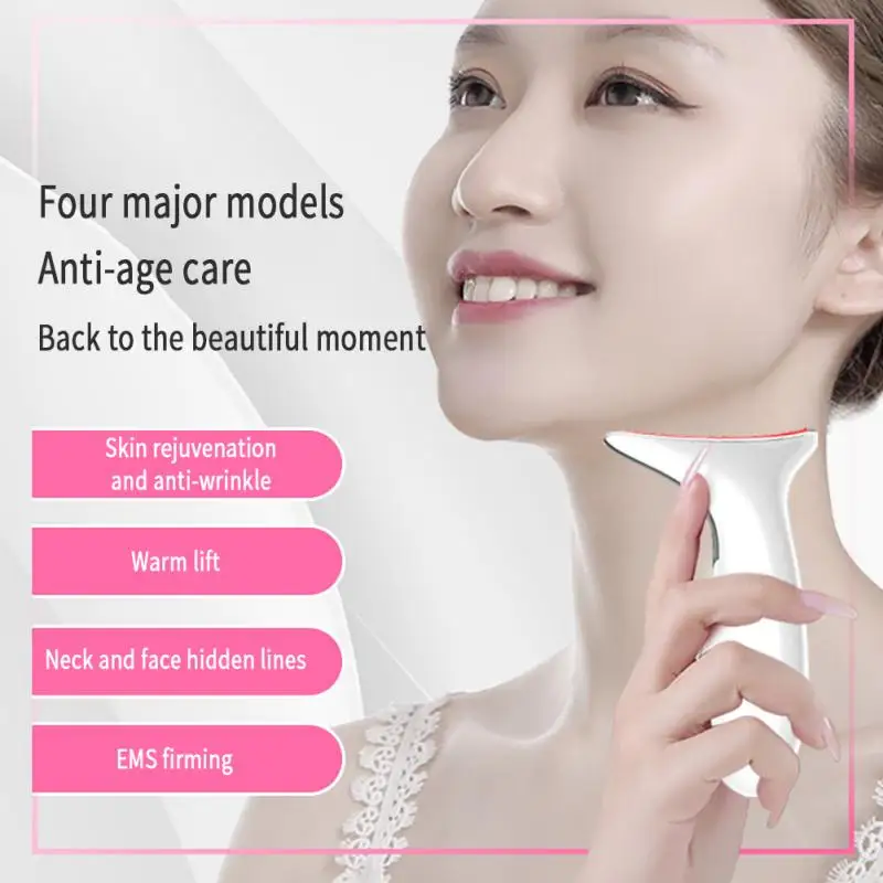 

Facial Neck Massager PhotonTherapy Heating Face Neck Wrinkle Removal Machine Reduce Double Chin Skin Lift Home Massage Tools