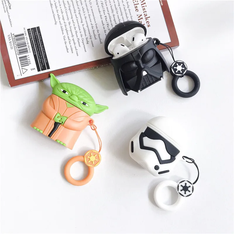 Disney-Conjunto de auriculares con Bluetooth para airpods, set de auriculares con estampado de dibujos animados you da, samur&aacute;i, Apple, color blanco-3