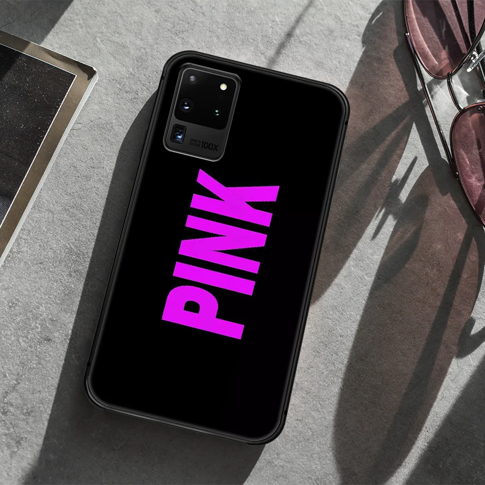 

Fashion luxury brand VS PINK Phone Case Cover Hull For Samsung Galaxy S 7 8 9 10 e 20 FE edge uitra plus Note 9 10 20 black