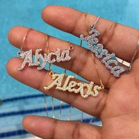 3umeter 2020 new hip hop letter necklace name personalized custom necklace gold color rhinestone necklace pendant for women gift
