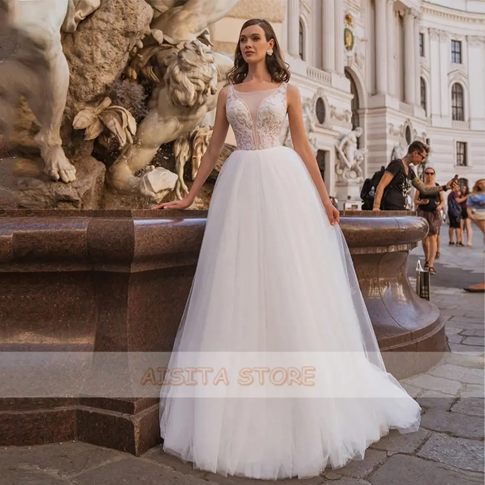 Свадебные платья с круглым вырезом 2021 элегантное женское платье без рукавов