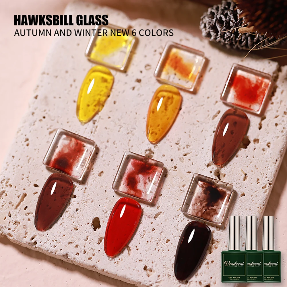 

Vendeeni 15ml Amber Color Gel Nail Polish Translucent Manicure UV Soak Off Glass Gel Varnish Crystal Jelly Gel Polish Lacquer